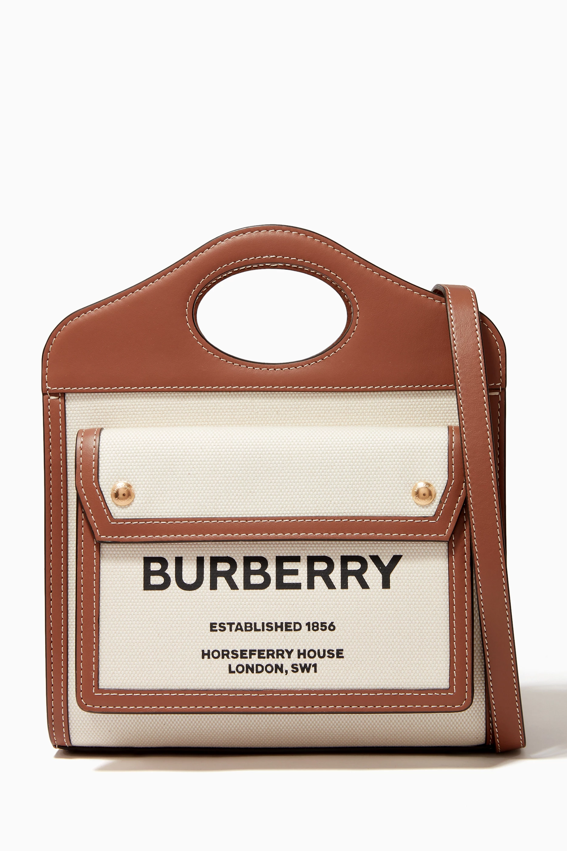 Buy Burberry Brown Mini Pocket Bag in Canvas Leather For Women Online Ounass Qatar