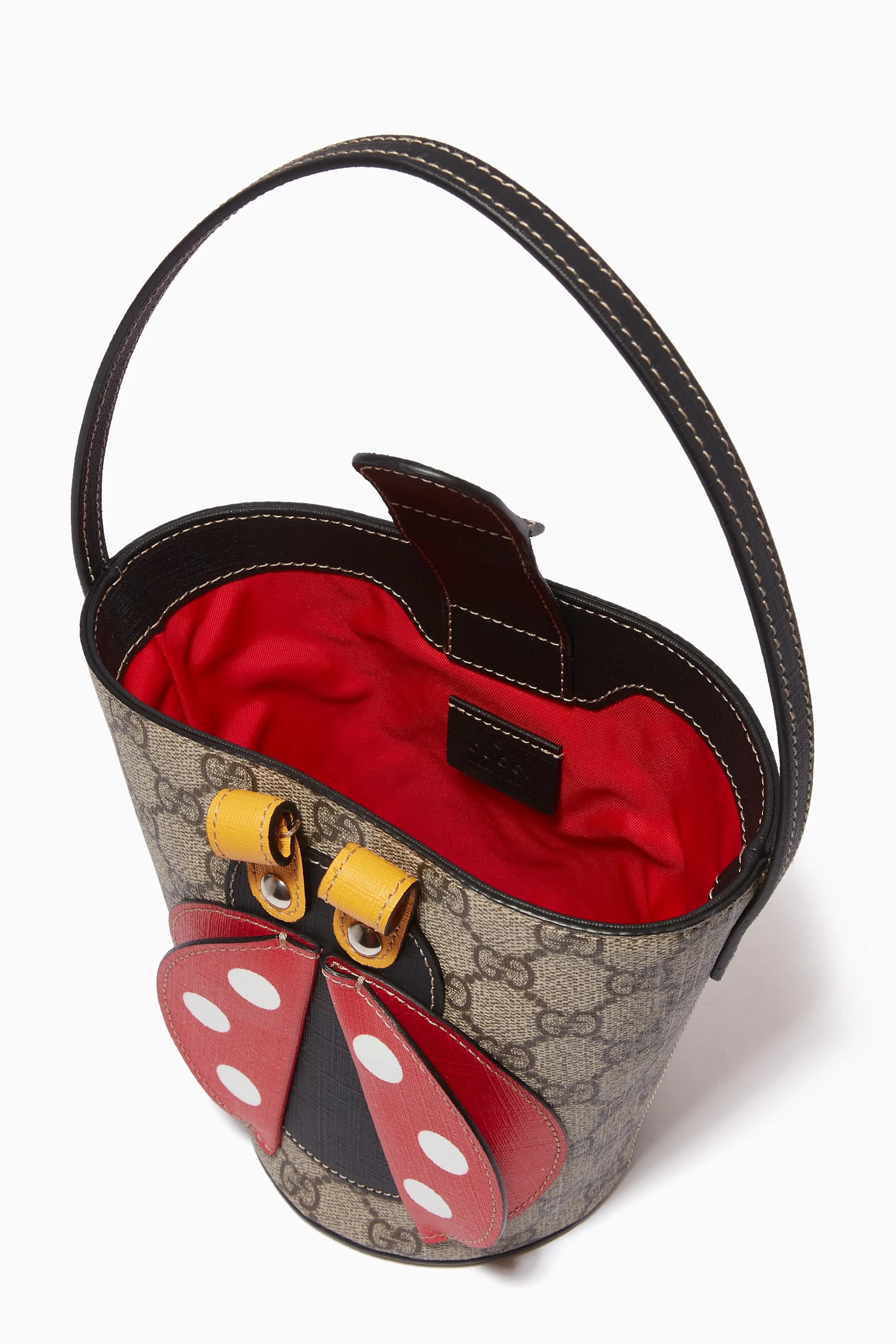 Buy Gucci Neutral Ladybug Bucket Bag in GG Supreme Canvas For Girls Online Ounass Qatar