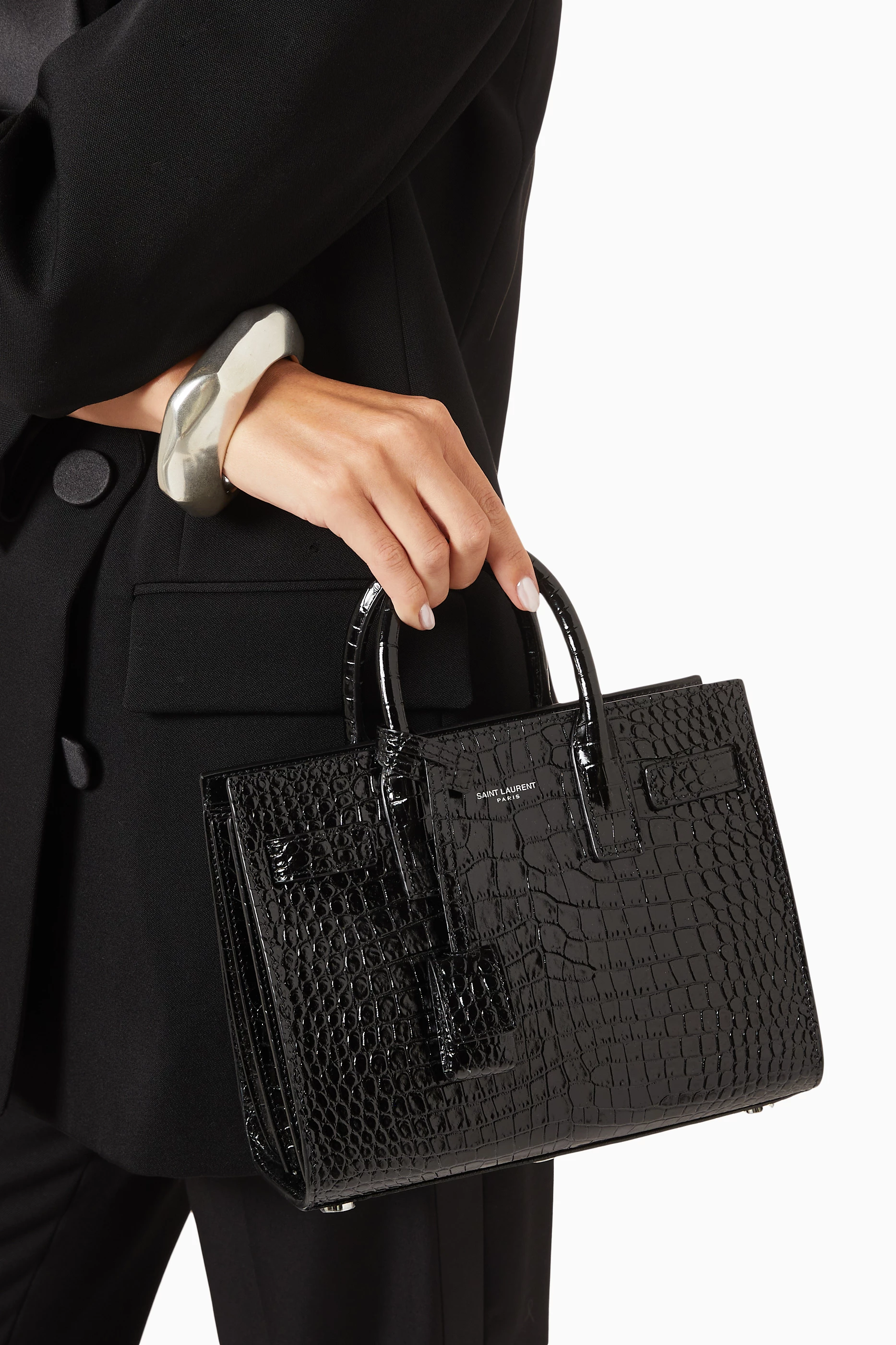 Saint laurent sac de jour croc embossed on sale