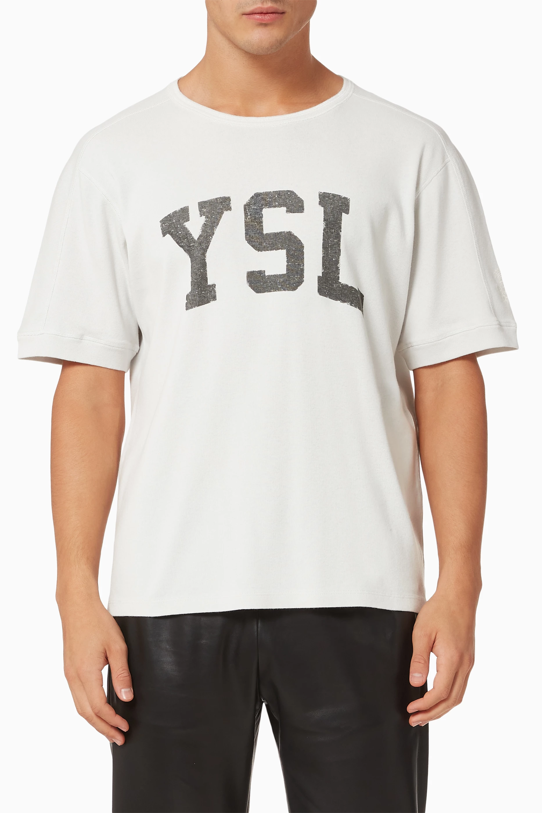 Tシャツ・カットソー Saint Laurent  Saint Laurent Abbigliamento Men Cotton White Buy SAINT LAURENT White YSL Vintage T-shirt in Cotton For