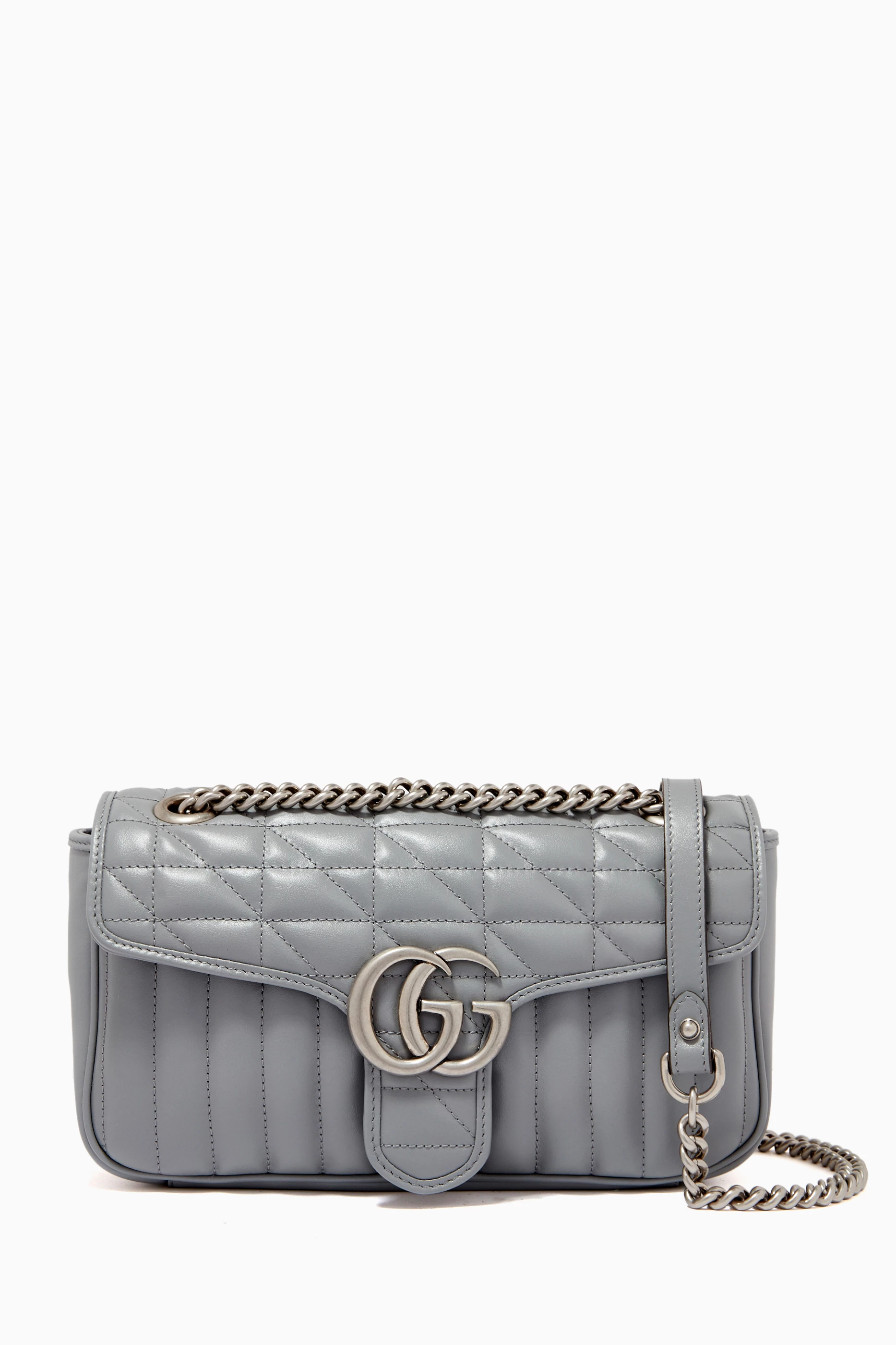 Buy Gucci Grey GG Marmont Small Shoulder Bag in Matelasse Leather For Women Online Ounass Qatar