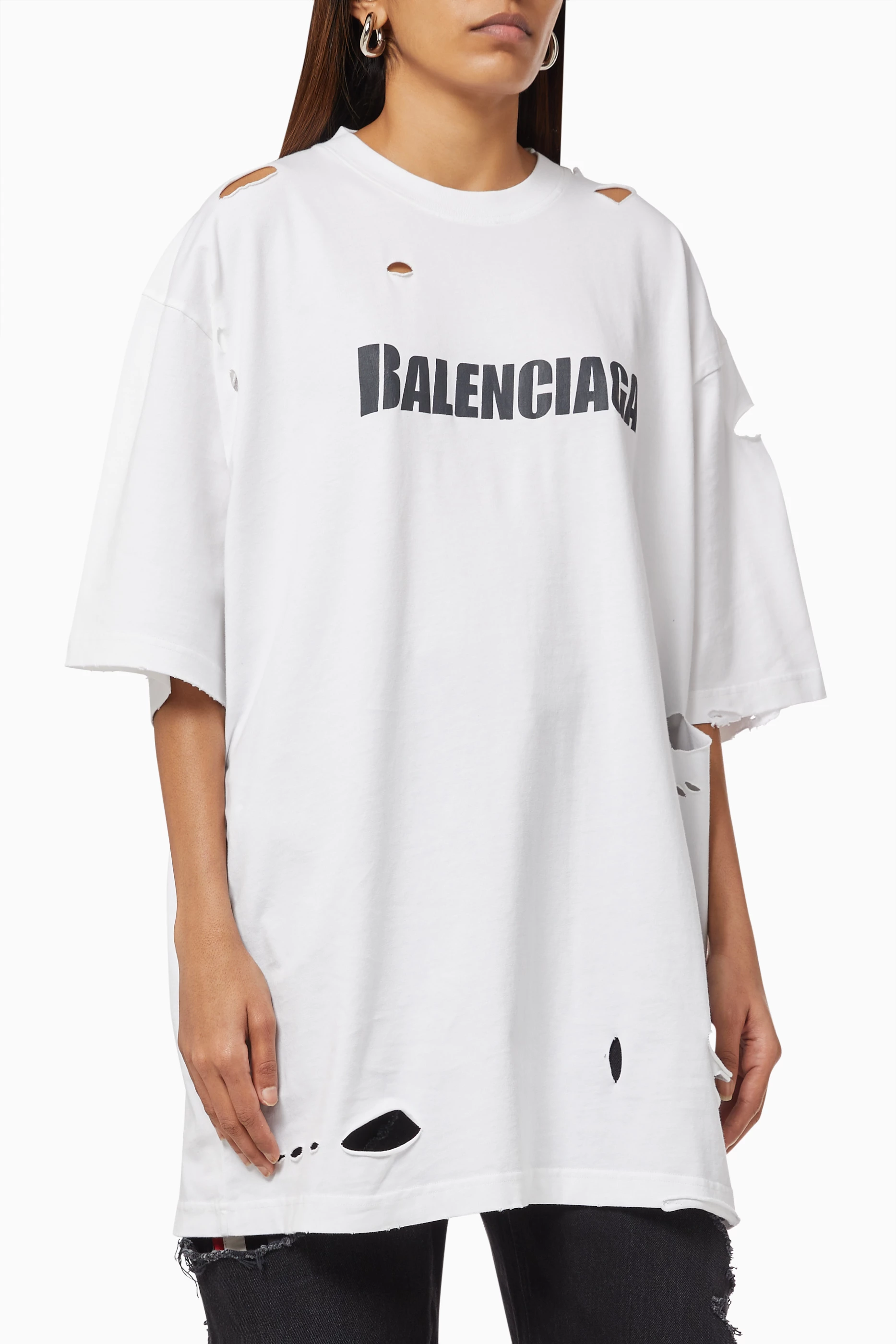 【BALENCIAGA】CAPS DESTROYED Tシャツ BOXY CAPS BALENCIAGA】CAPS DESTROYED Tシャツ BOXY CAPS