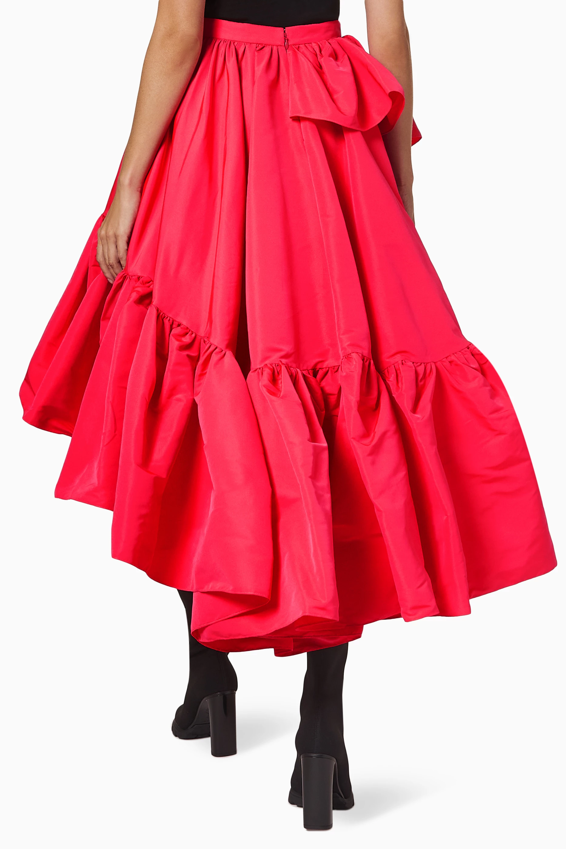 Buy McQueen Purple Gathered Ruffle Midi Skirt in Polyfaille