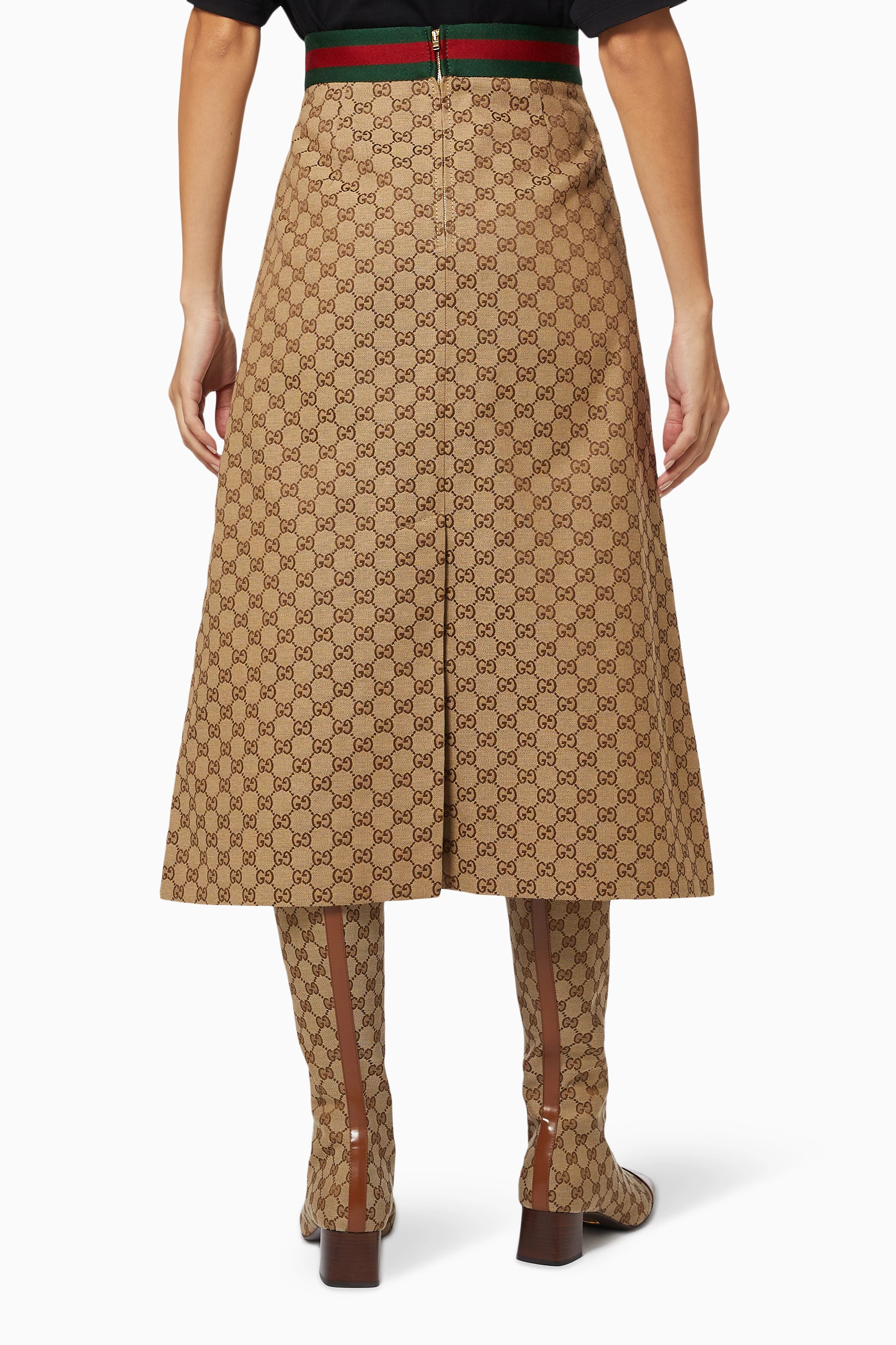 Buy Gucci Brown GG Midi Skirt in Canvas For Women Online Ounass Qatar