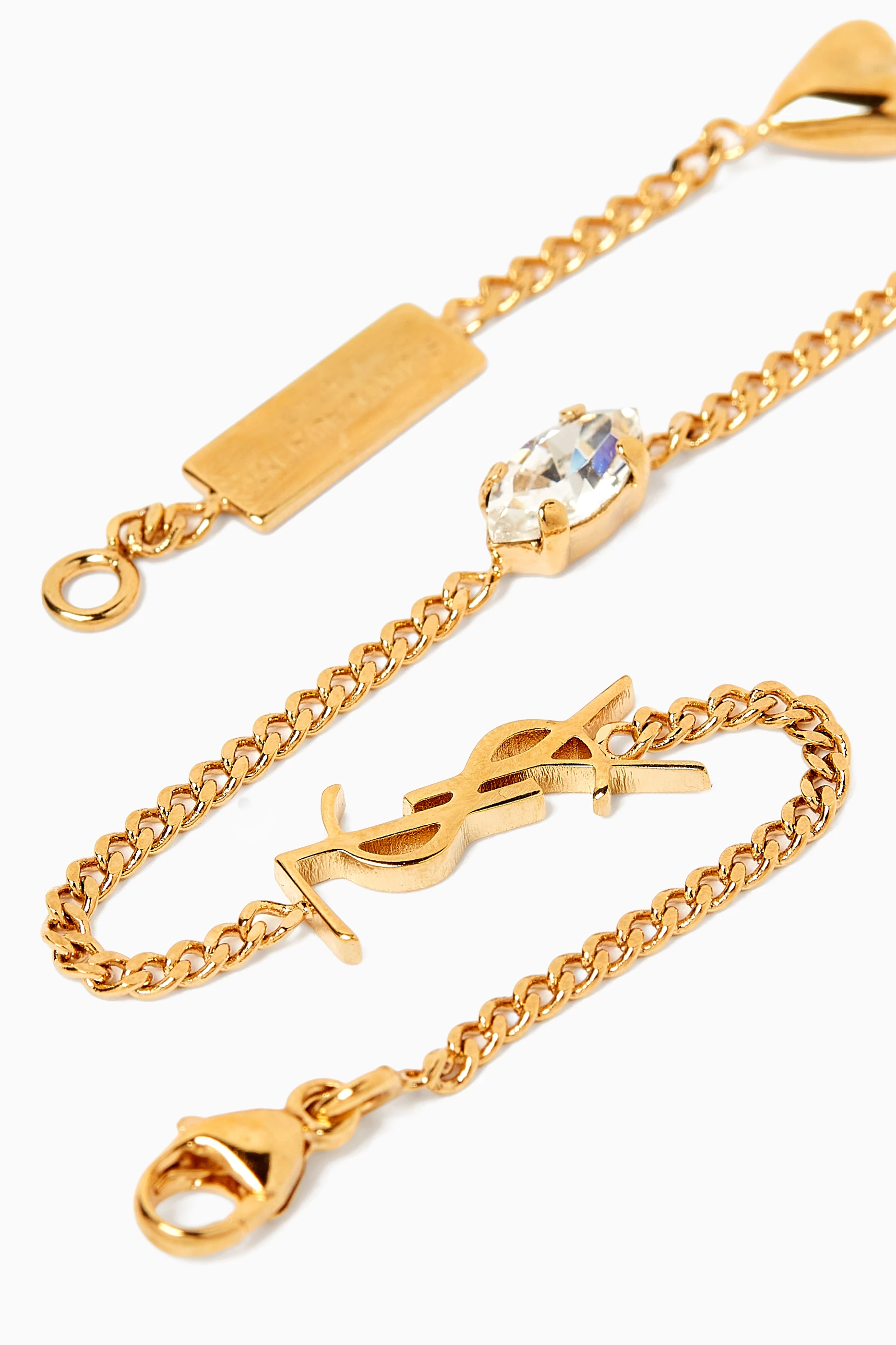 ★Saint Laurent★ Cassandre Rhinestone Charm Bracelet Crysta Saint Laurent Cassandre Charm Bracelet in Metal and