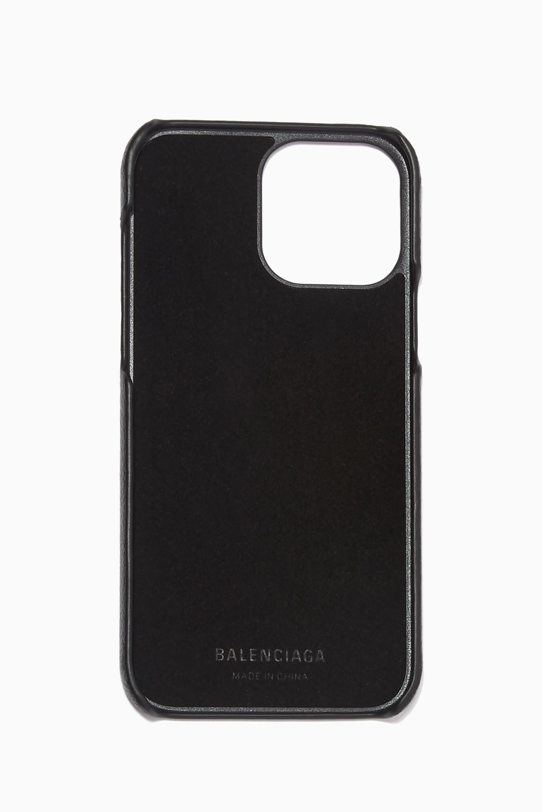 Buy Balenciaga Black Cash iPone 13 Pro Max Case in Small Grain