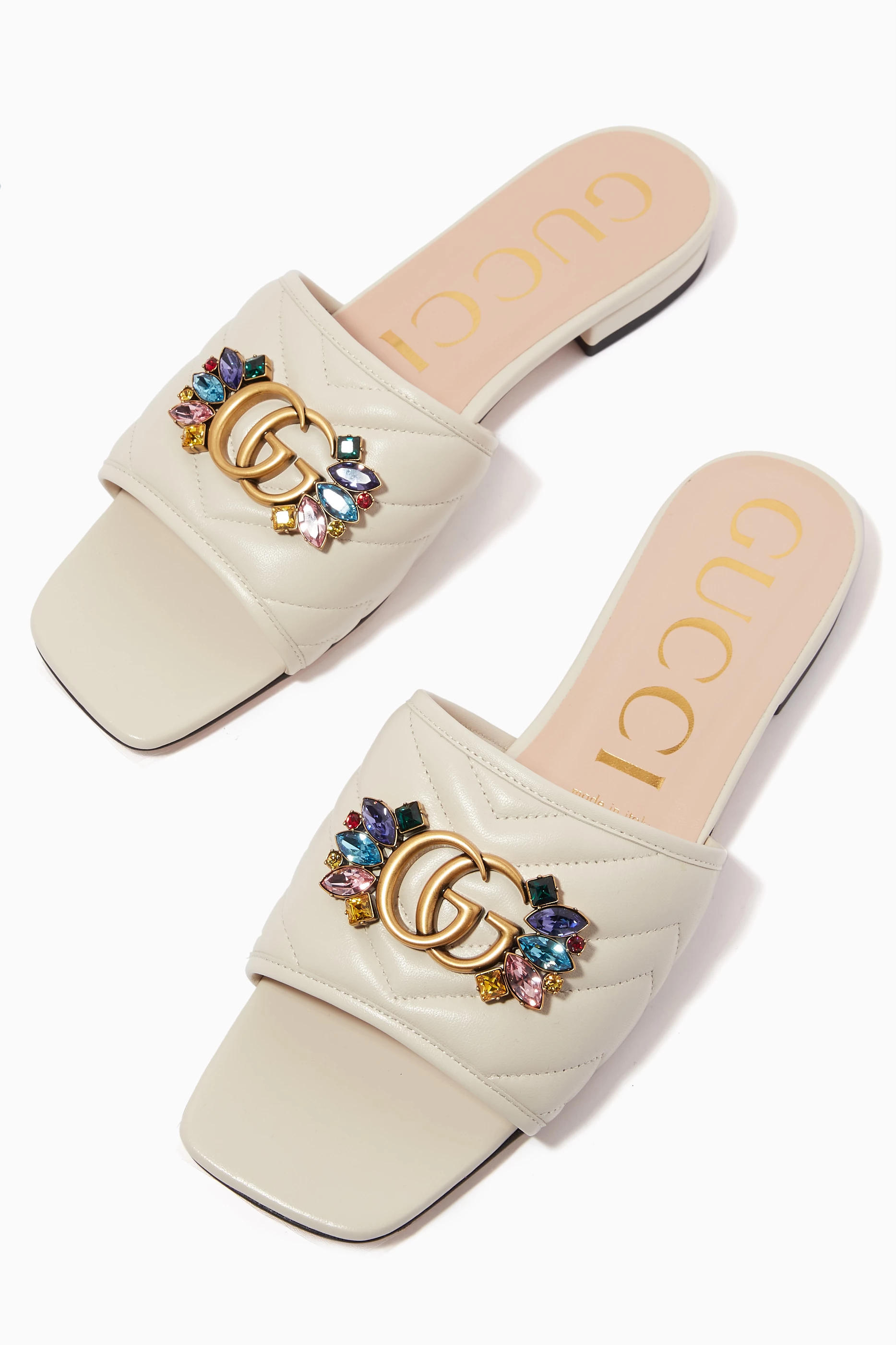 Womens white gucci slides cheap