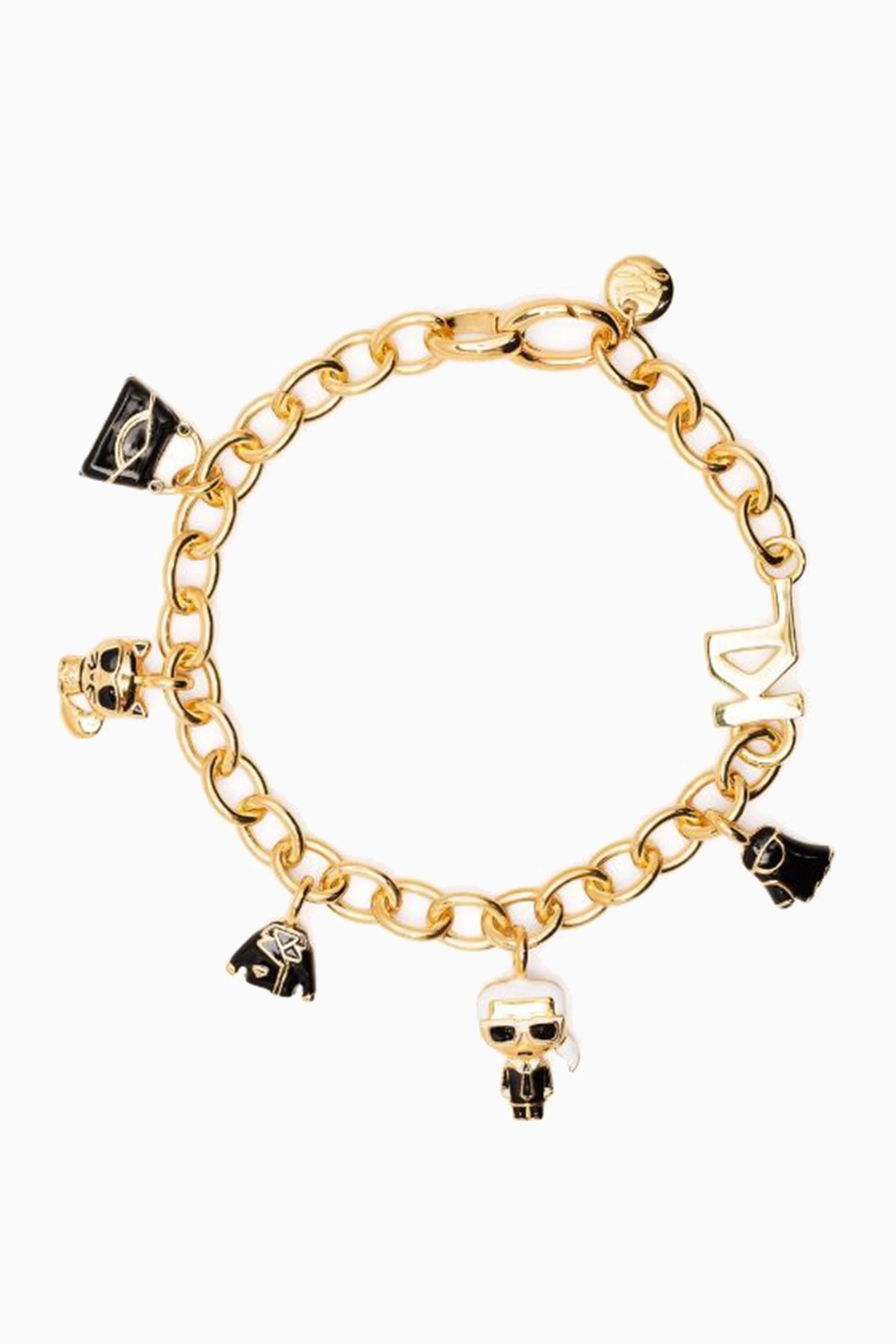 アクセサリー KARL LAGERFELD coin charm gold bracelet Vintage Karl Lagerfeld Large Signature 