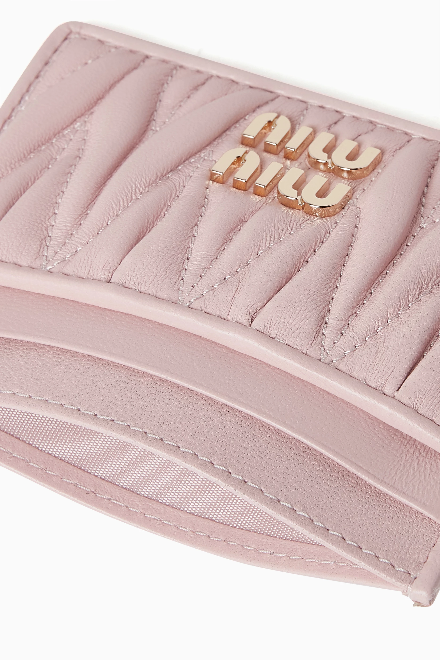 Buy Miu Miu Pink Matelasse Card Holder in Nappa Leather For
