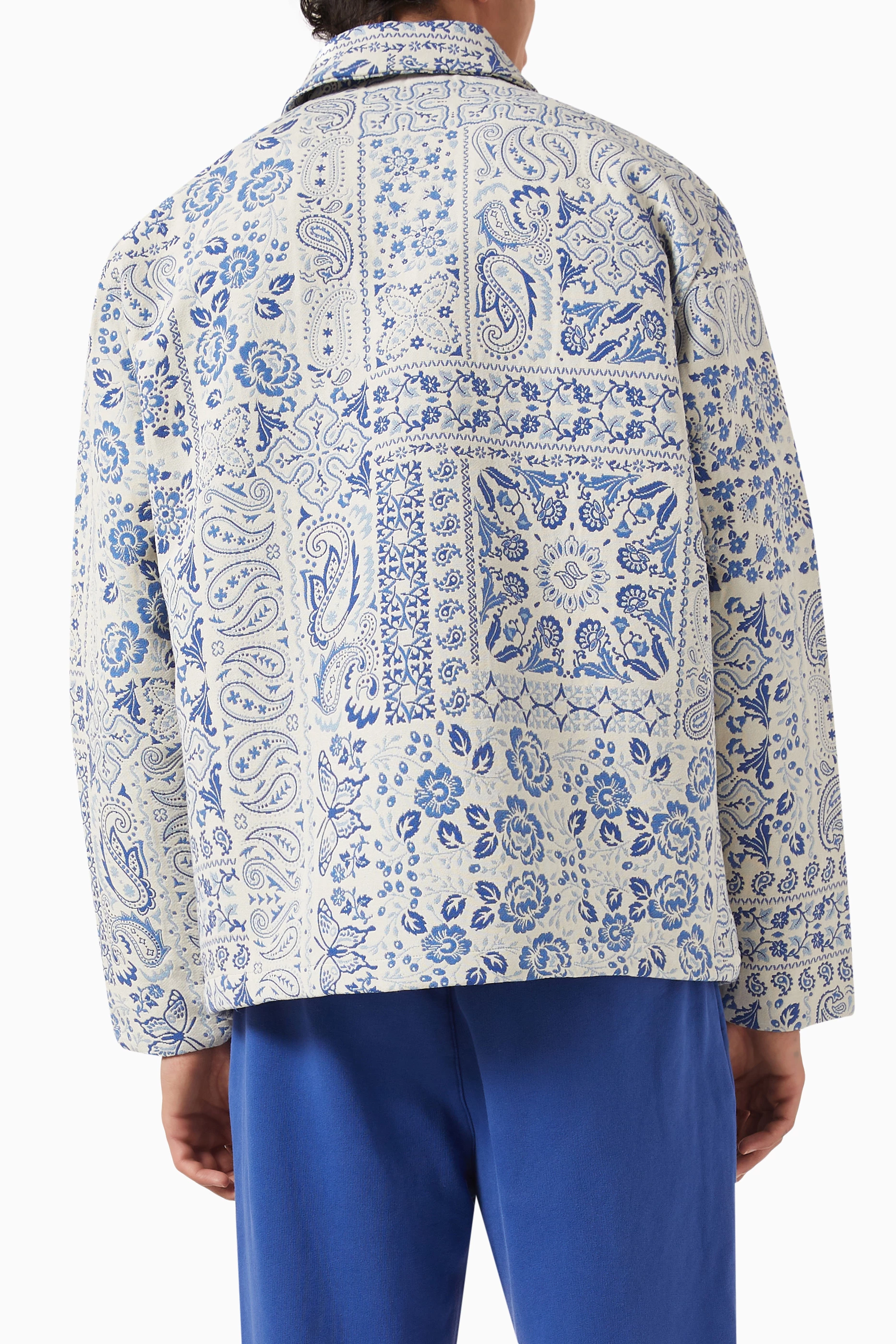 Buy Kith Neutral Tapestry Coaches Jacket in Cotton-blend Jacquard 