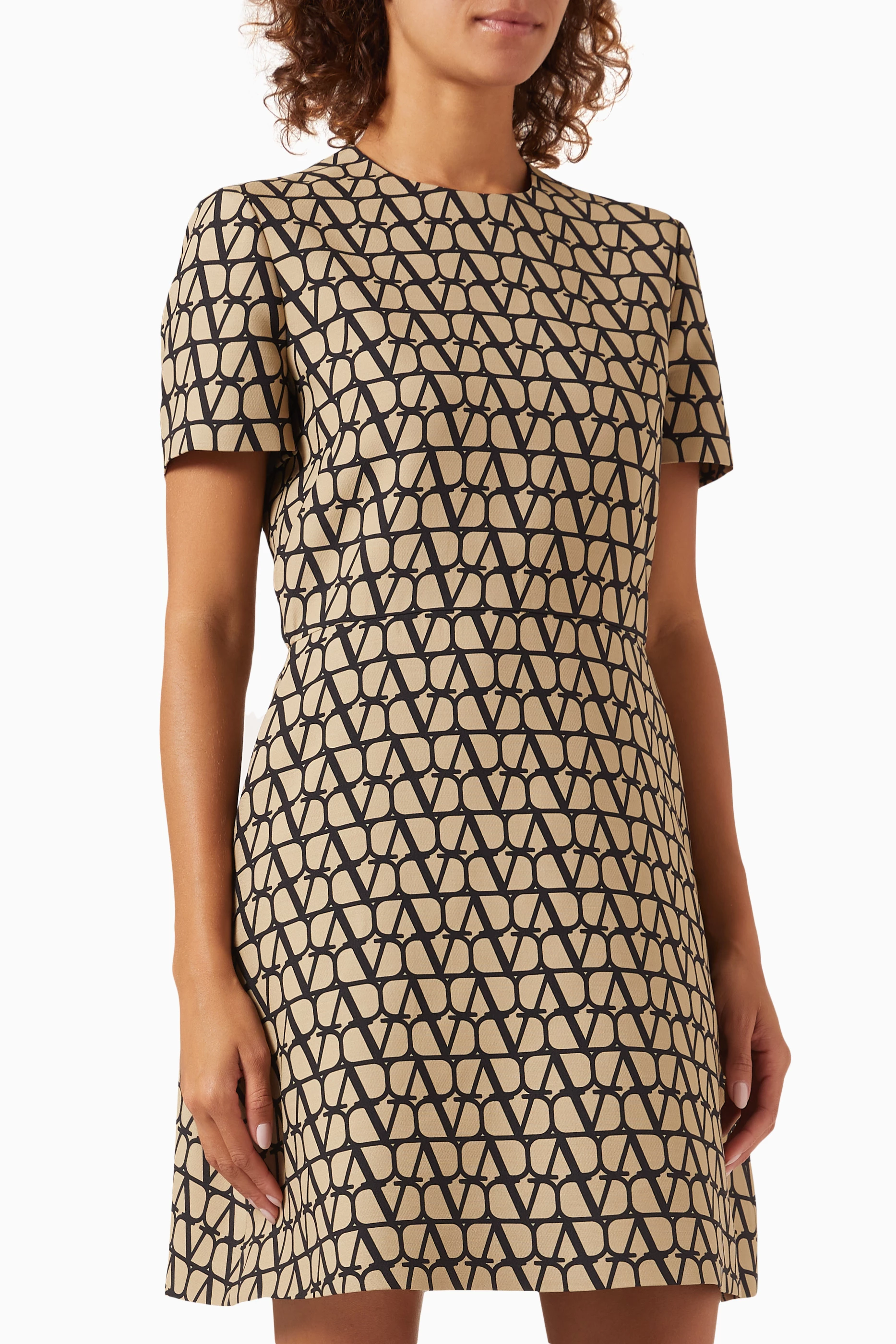 オールインワン・サロペット Valentino Garavani Toile Iconographe' Dress VALENTINO ICONOGRAPHE TOILE DRESS BEIGE NERO NEW SEASON