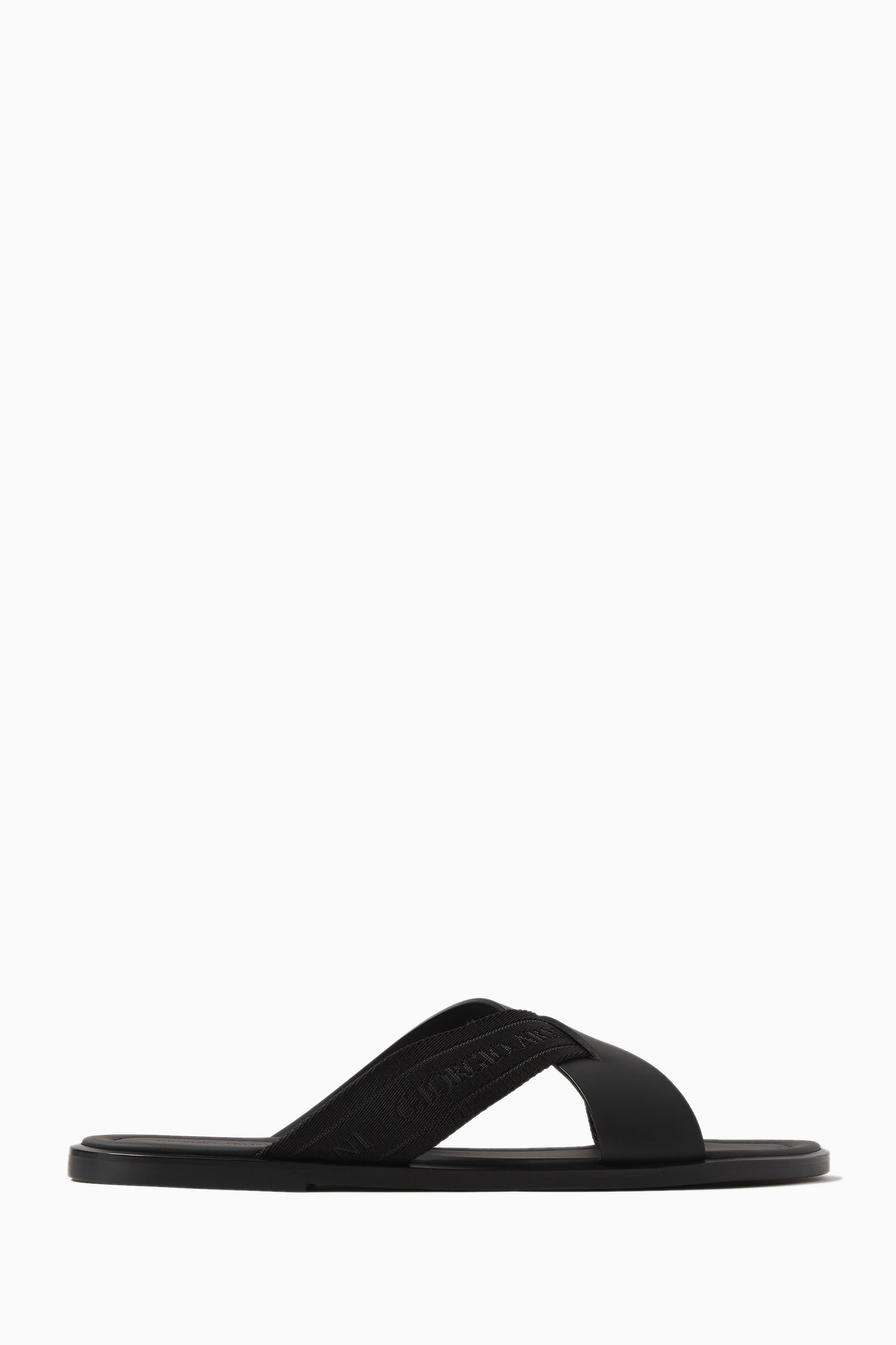 Buy Giorgio Armani Black Cross-strap Logo Sandals in