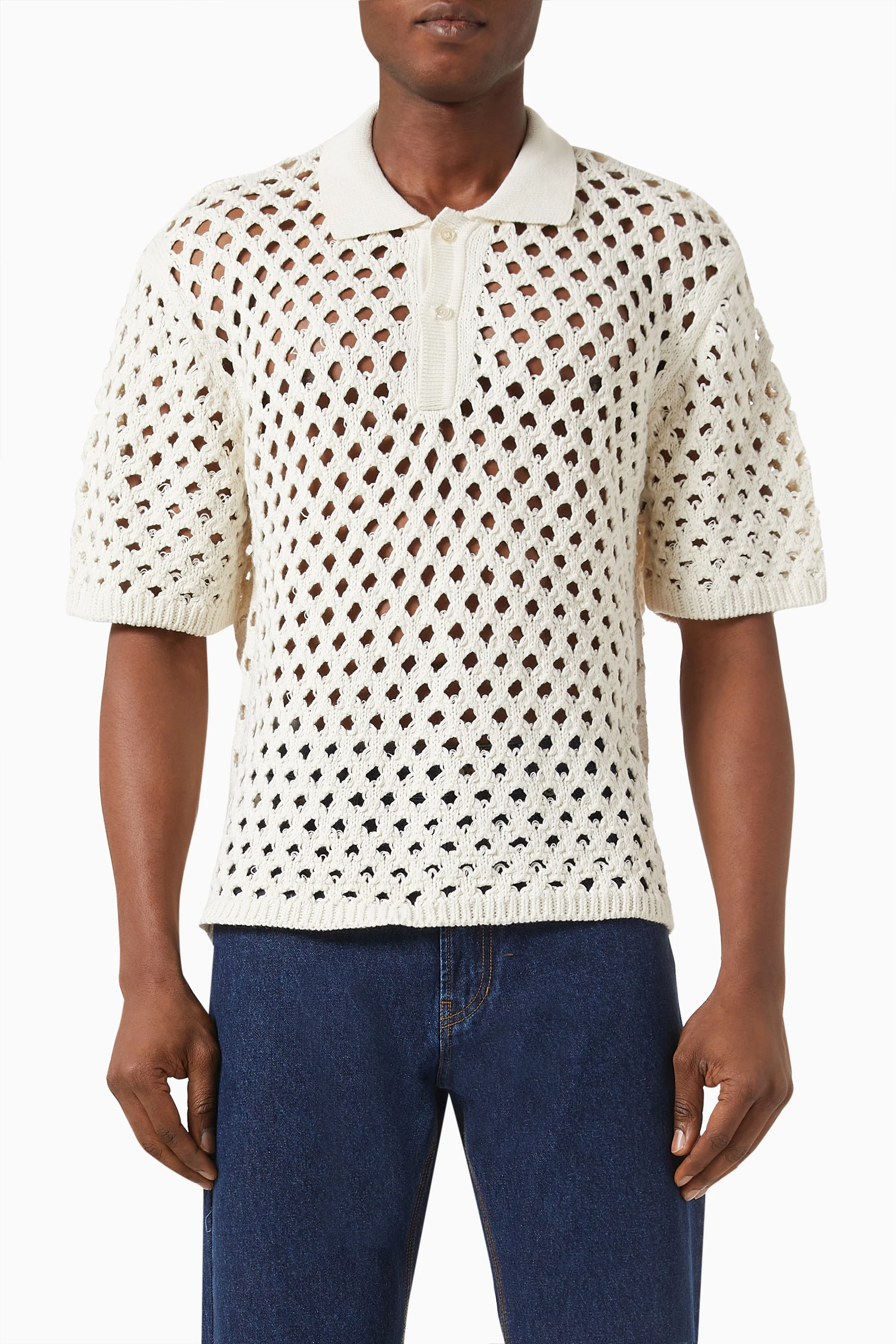 Buy Stüssy Multicolour Big Mesh Polo Sweater in Cotton Knit For 