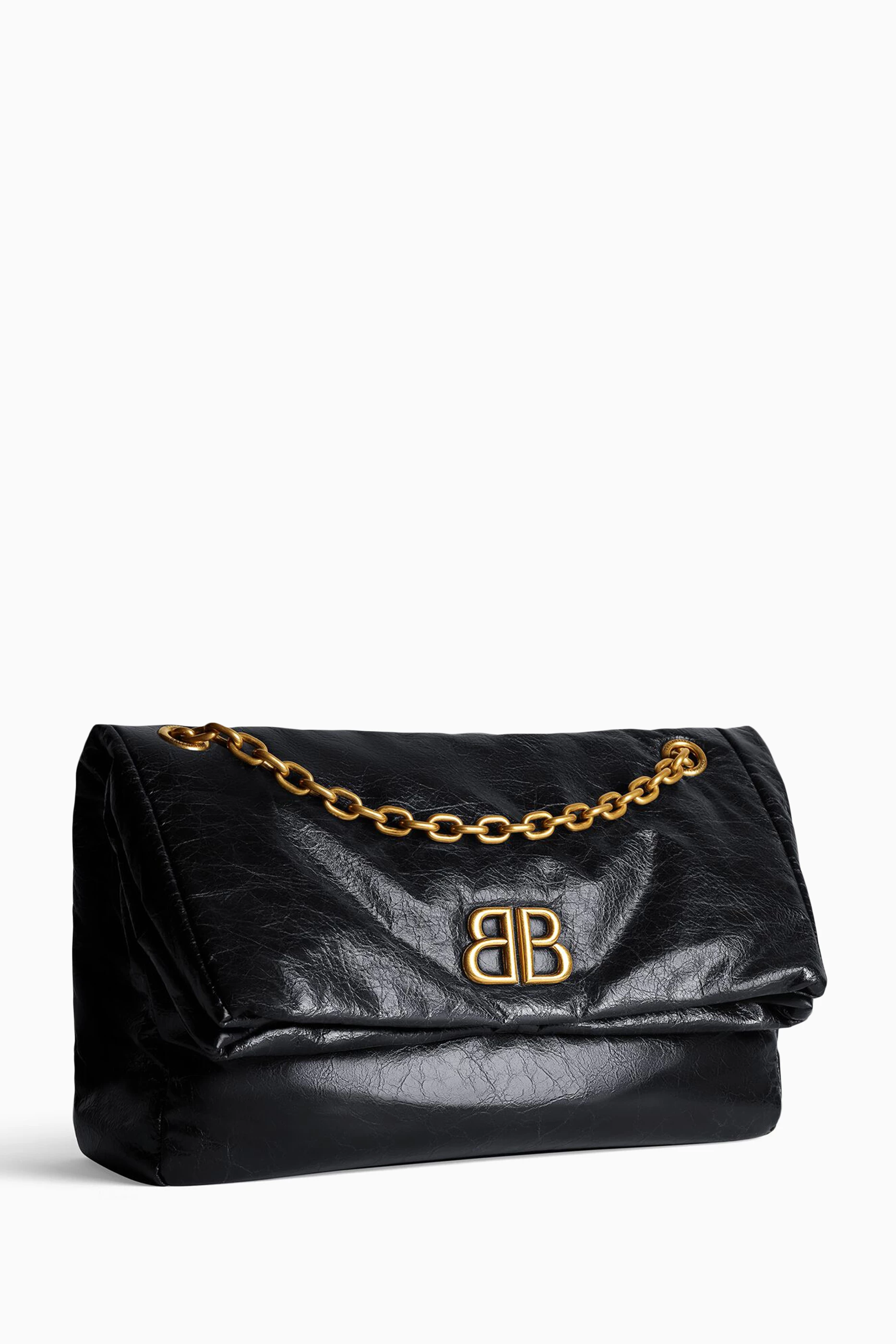 Buy Balenciaga Black Medium Monaco Chain Shoulder Bag in