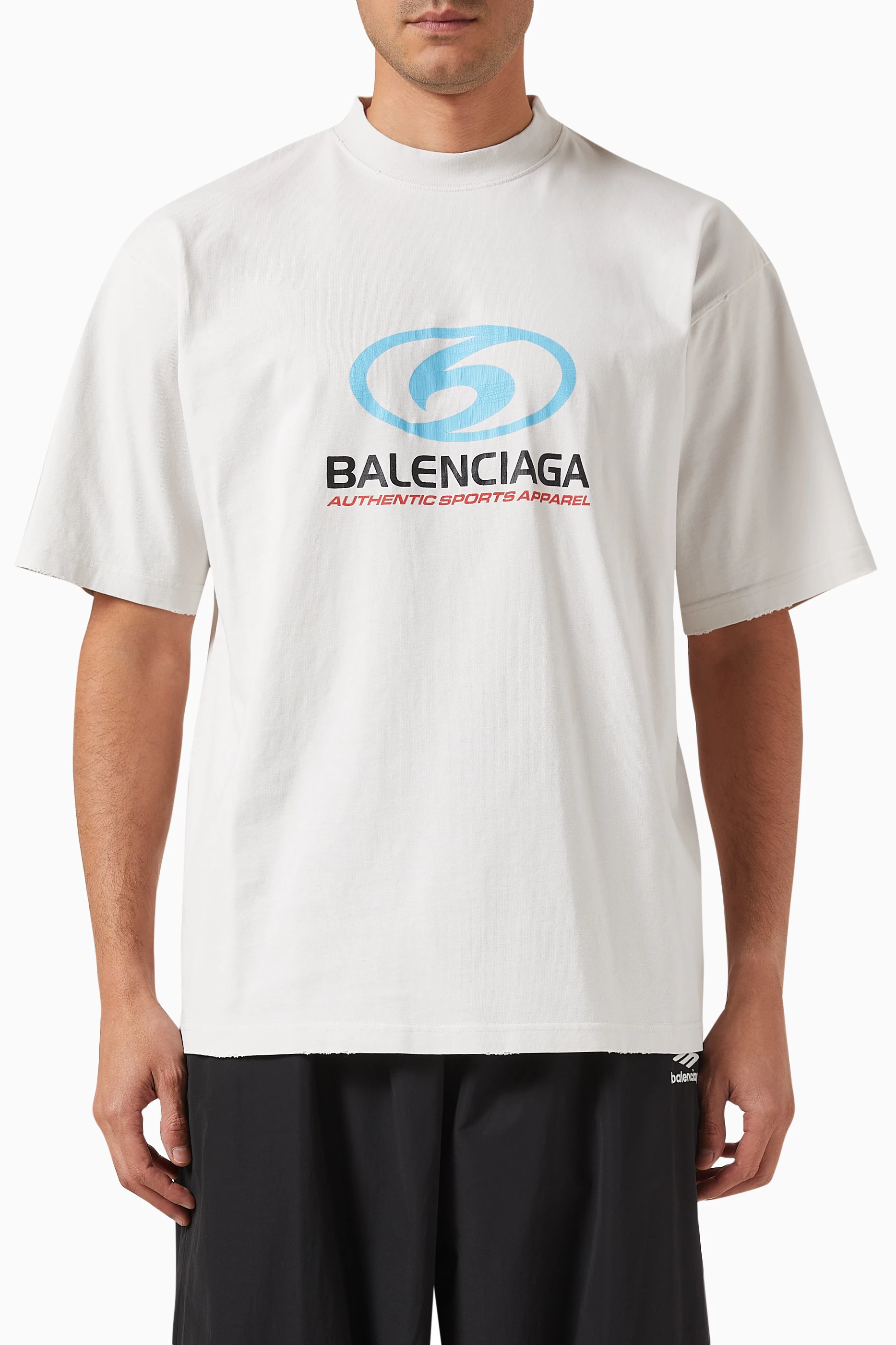 ★BALENCIAGA★ Medium Fit Surfer Short Sleeve T-Shirt White Buy Balenciaga Neutral Medium-fit Surfer Logo T-shirt in