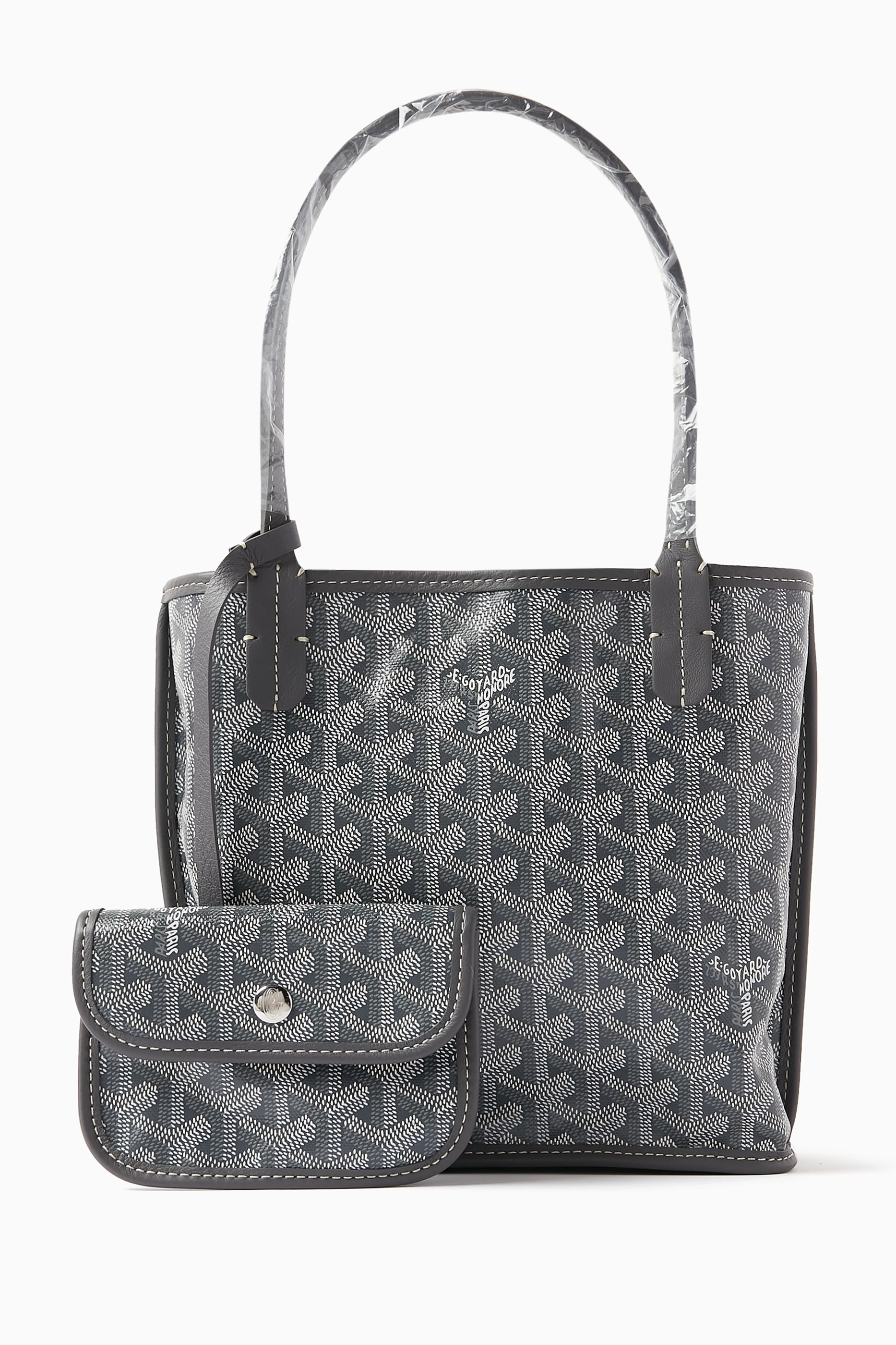 Buy Goyard Pre Loved Grey Unused Anjou Mini Tote Bag in Goyardine Canvas For Women Online Ounass Qatar