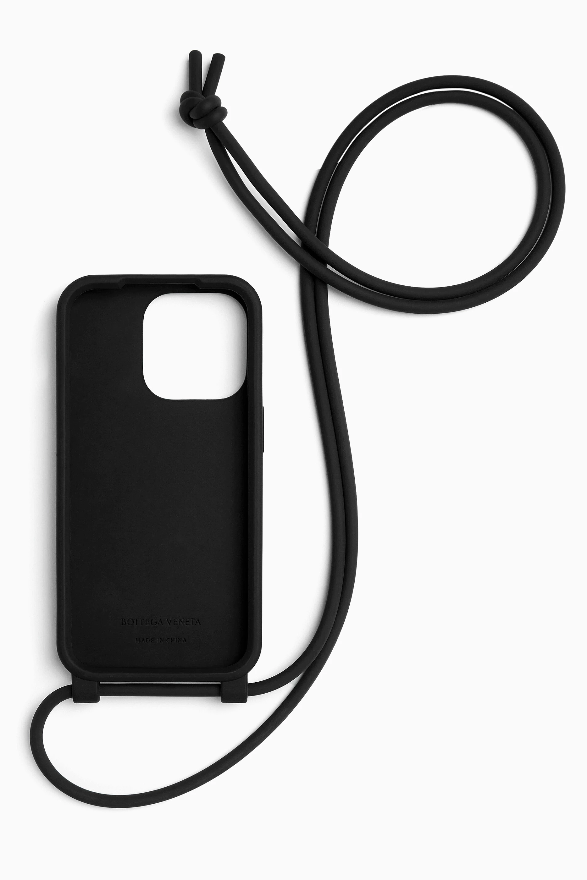 Buy Bottega Veneta Black iPhone 15 Pro Case and Strap in Rubber