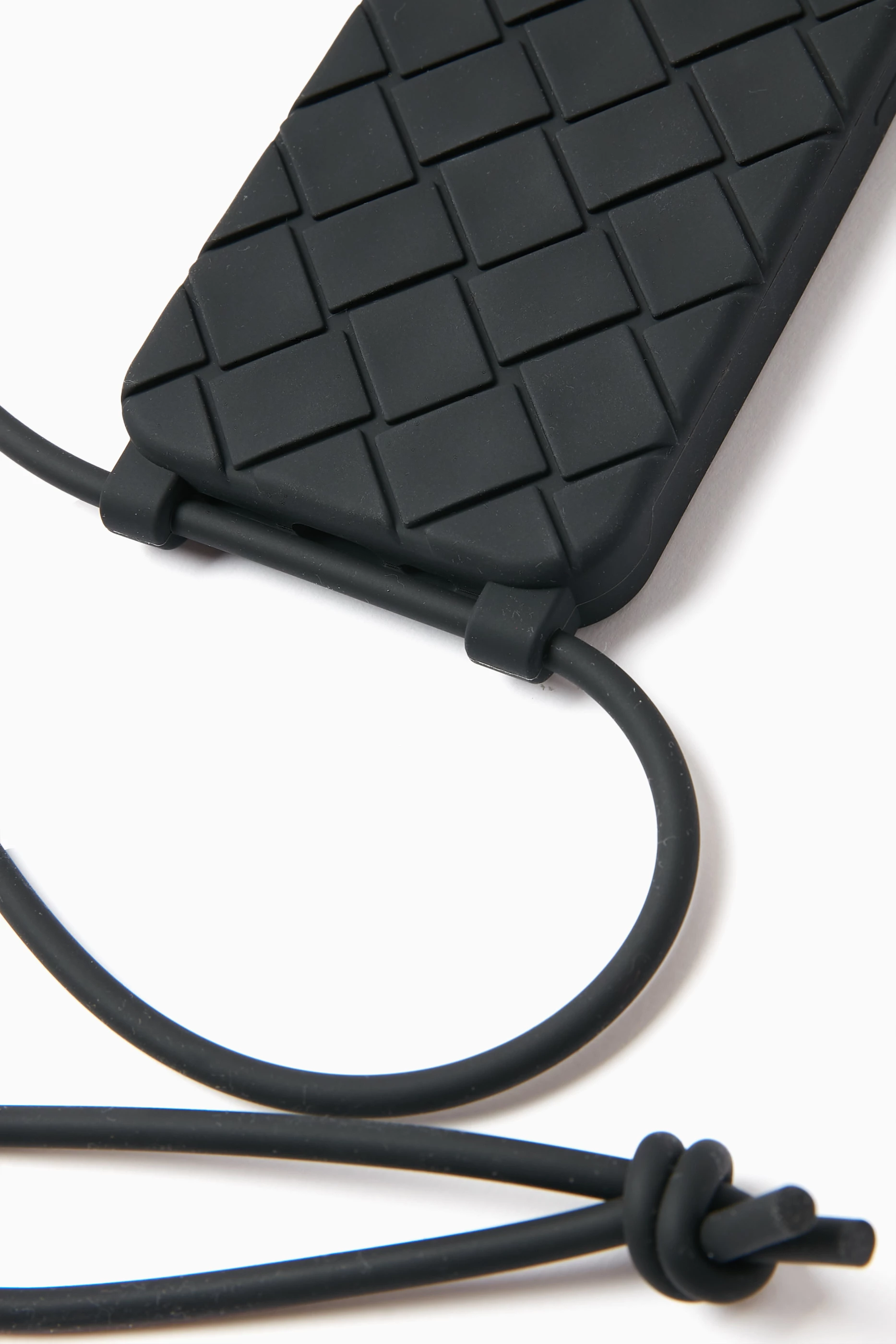 BOTTEGA VENETA ブラック iPhone15pro Buy Bottega Veneta Black iPhone 15 Pro Case and Strap in Rubber