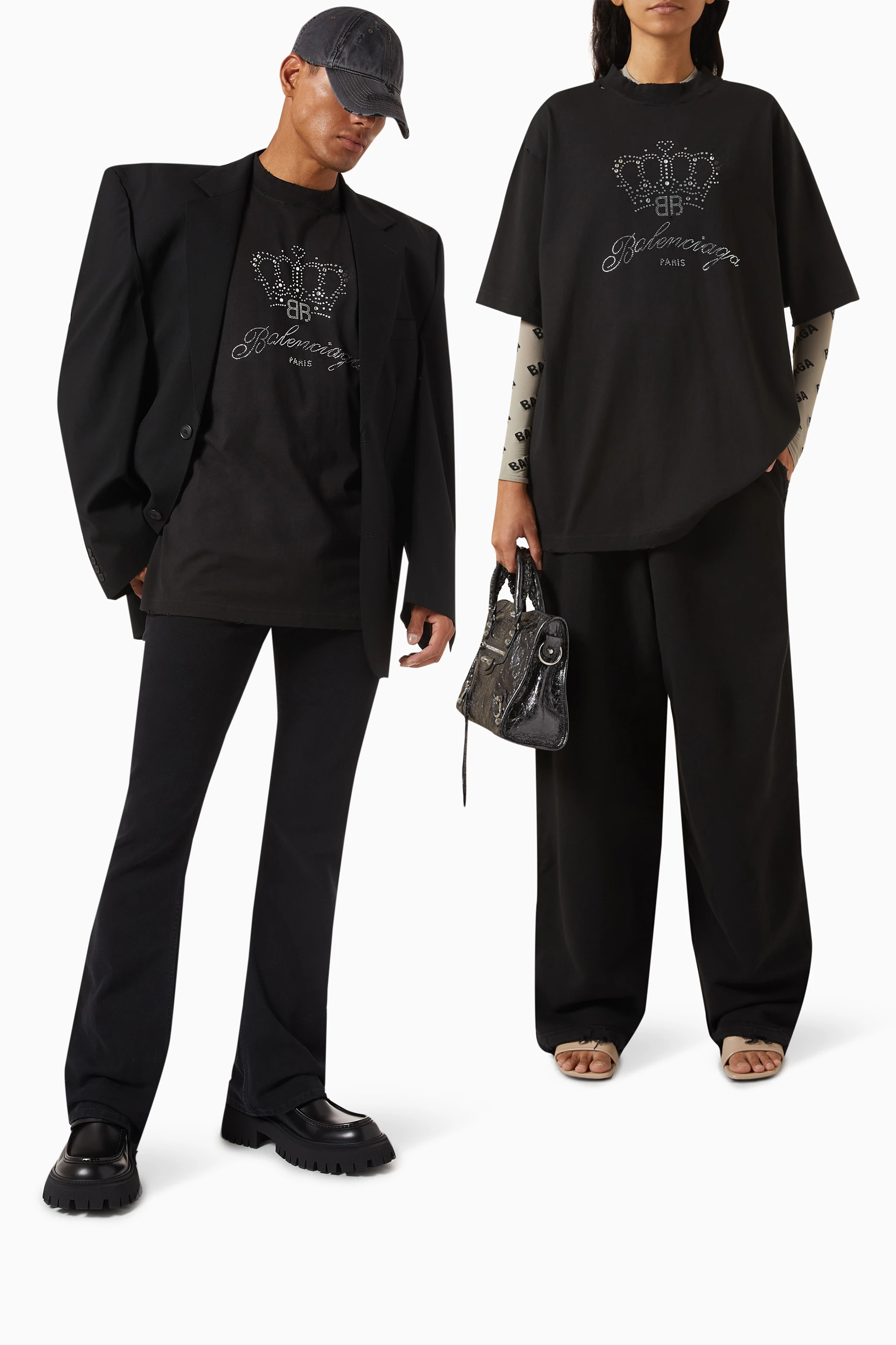 Buy Balenciaga Black Unisex BB Motel Medium-fit T-shirt in Vintage