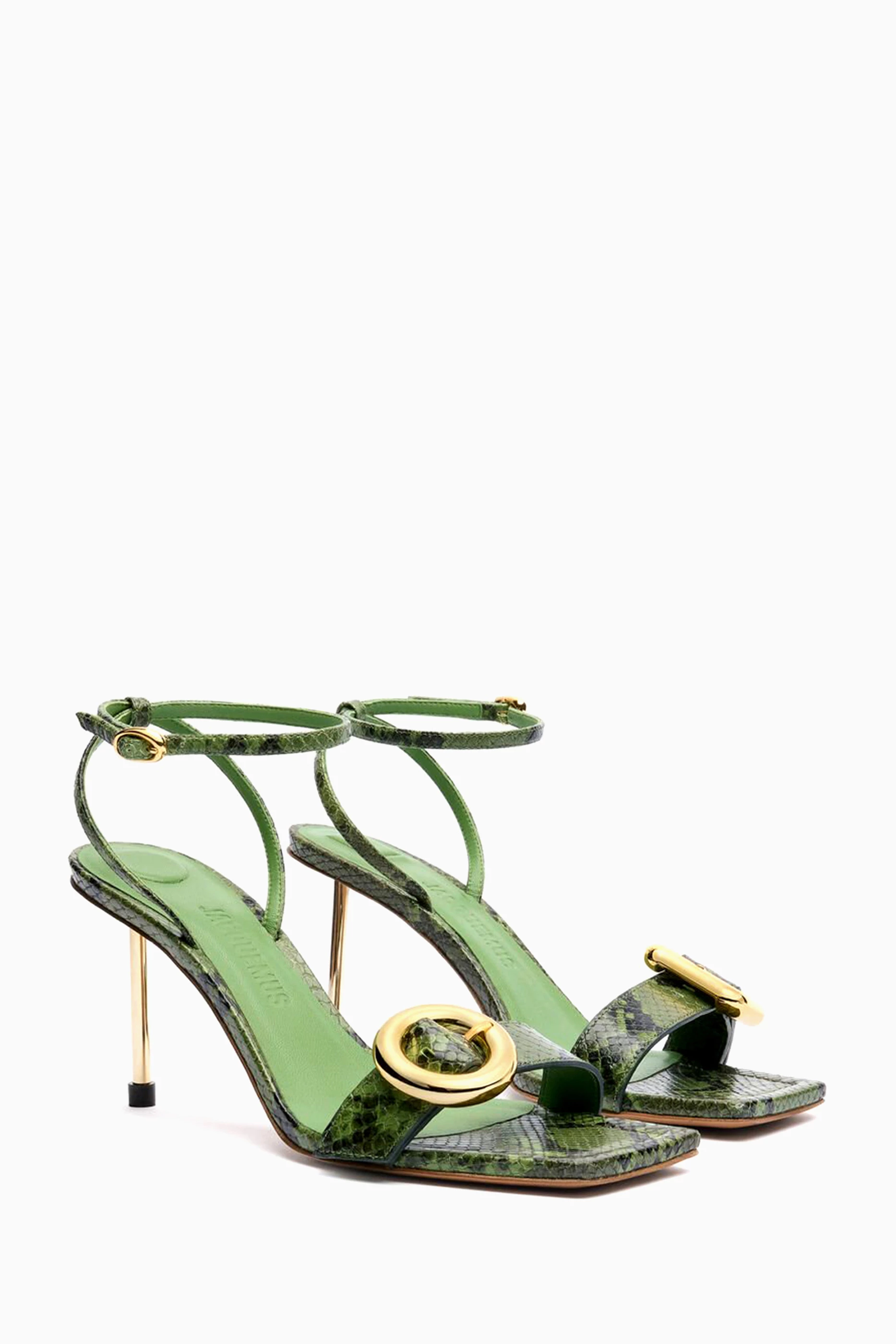 サンダル・ミュール JACQUEMUS LES SANDALES REGALO Les Sandales Regalo croc-effect leather sandals in green