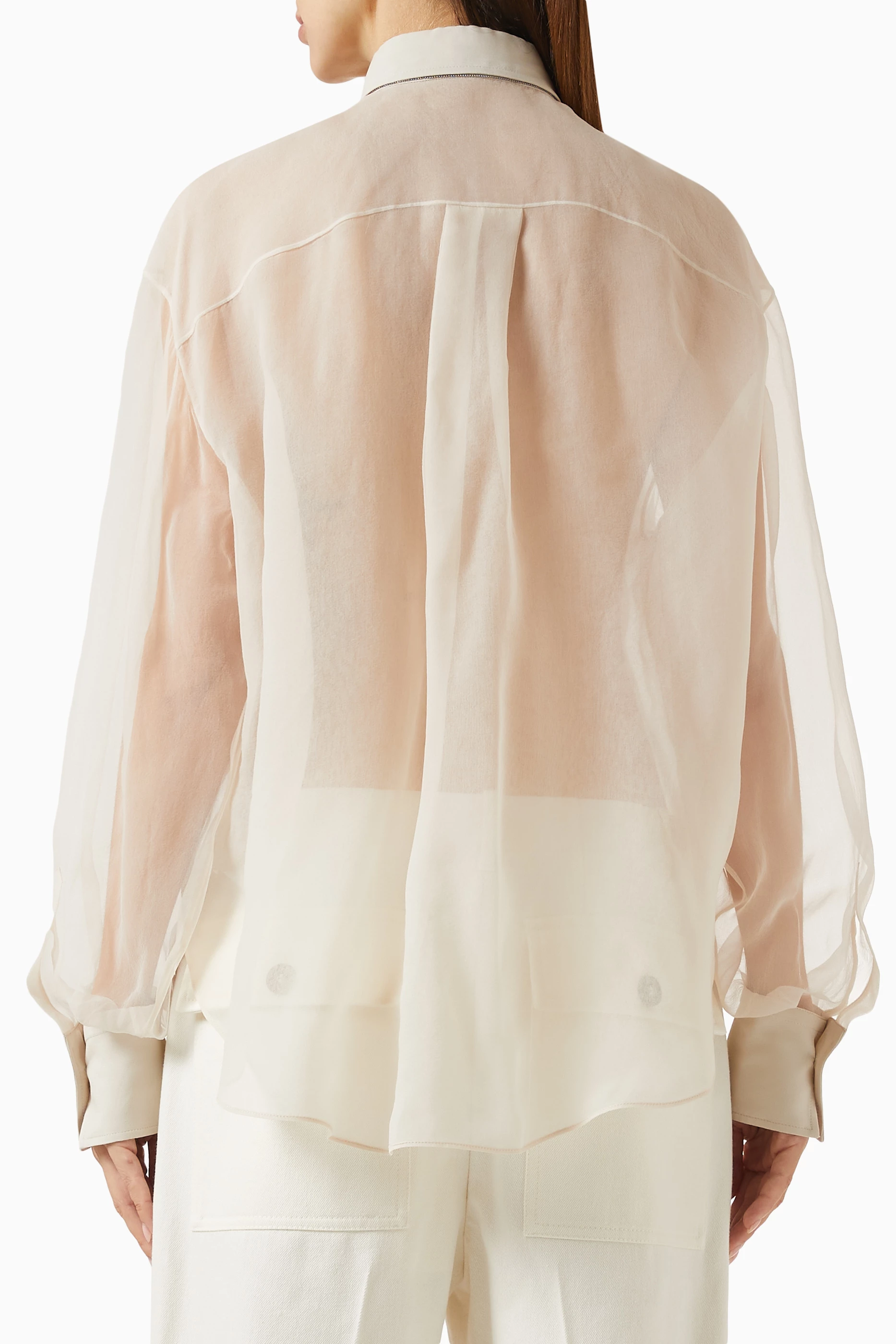BRUNELLO CUCINELLI ラグランシアーシャツ シンプリシテェ シアー 