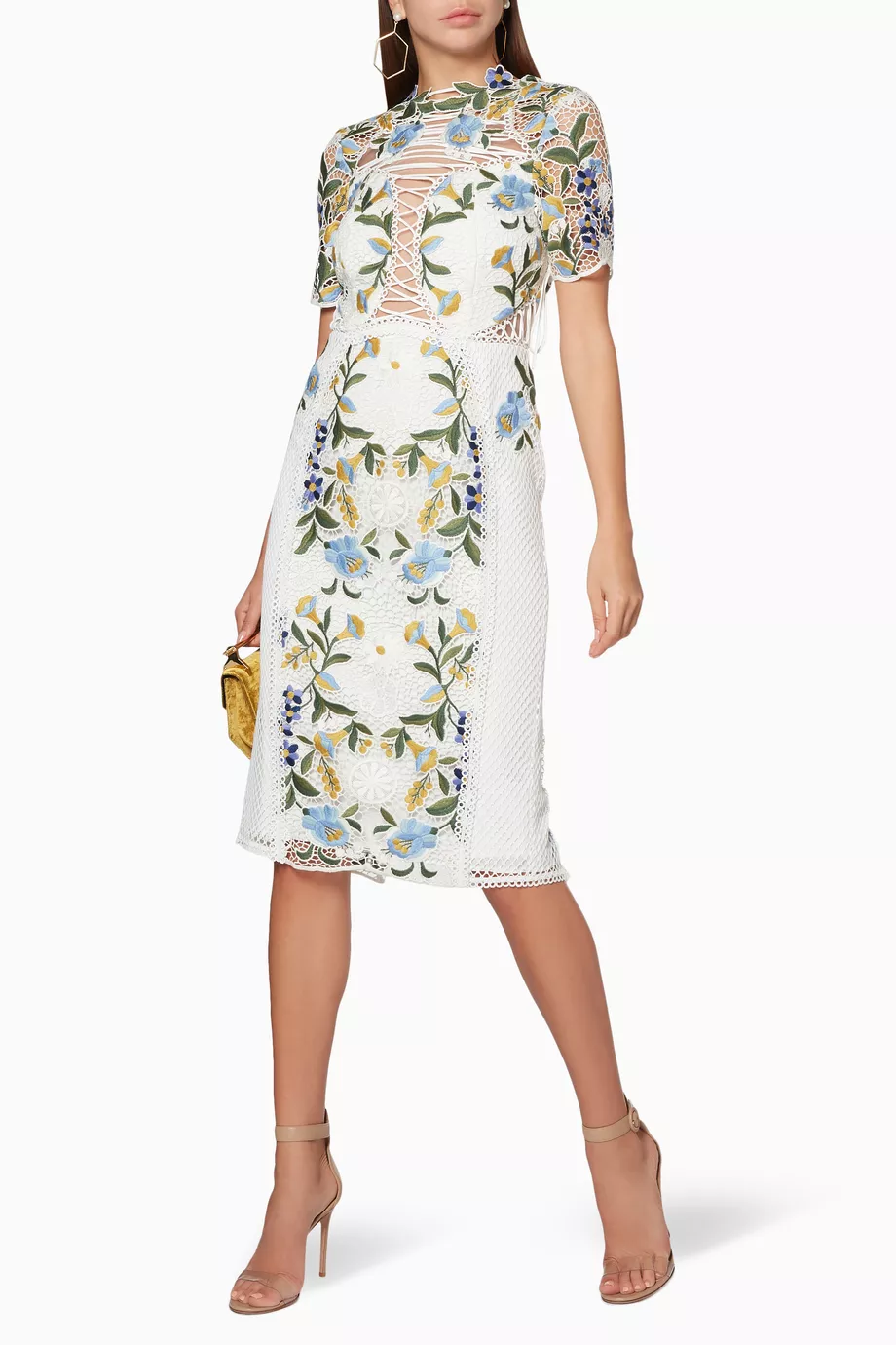 Thurley vasette top lace midi dress