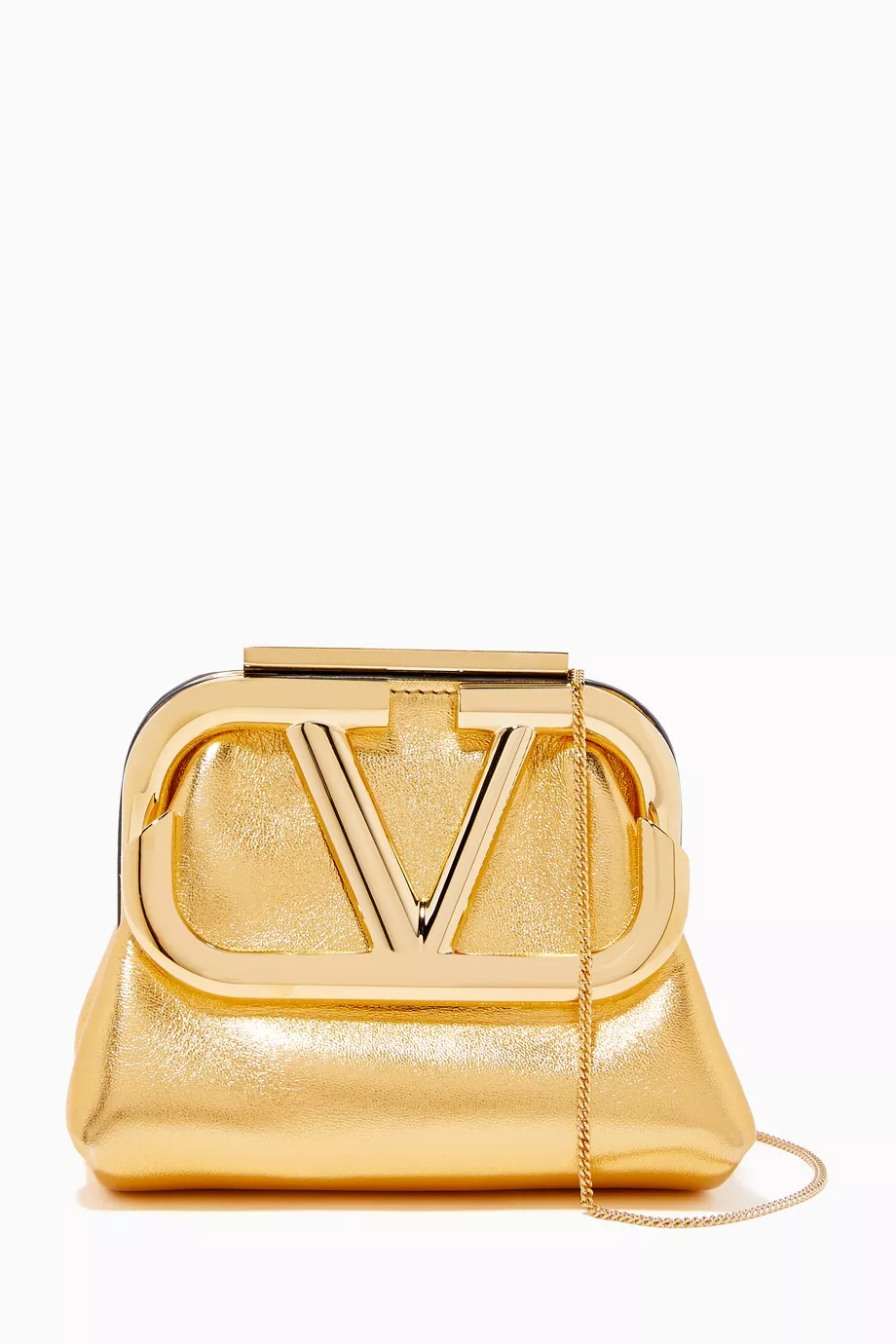 Gold valentino sales clutch bag