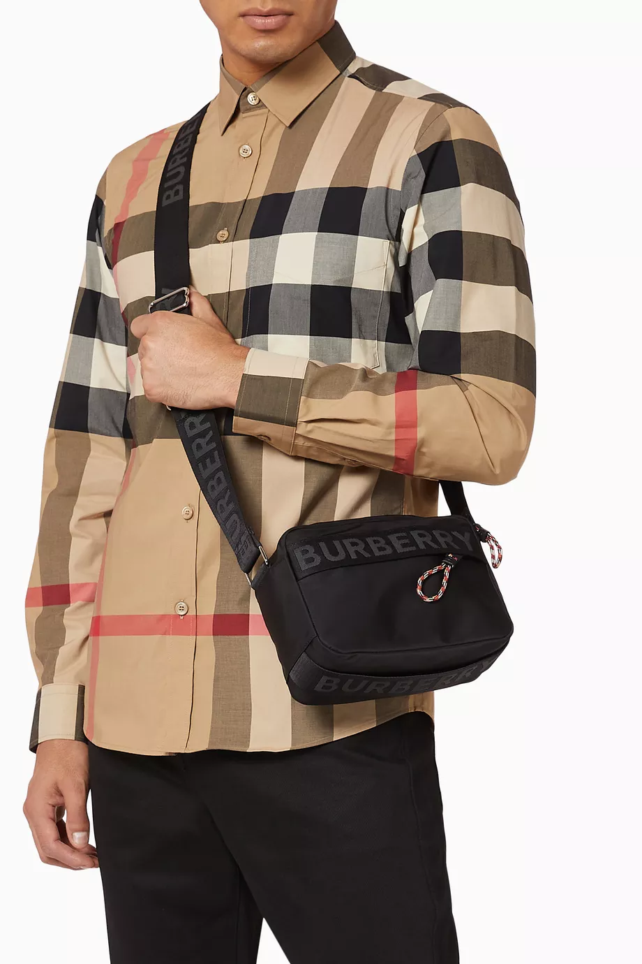 Shop Burberry Black Crossbody Bag in Logo Lettering Nylon for MEN | Ounass  Qatar