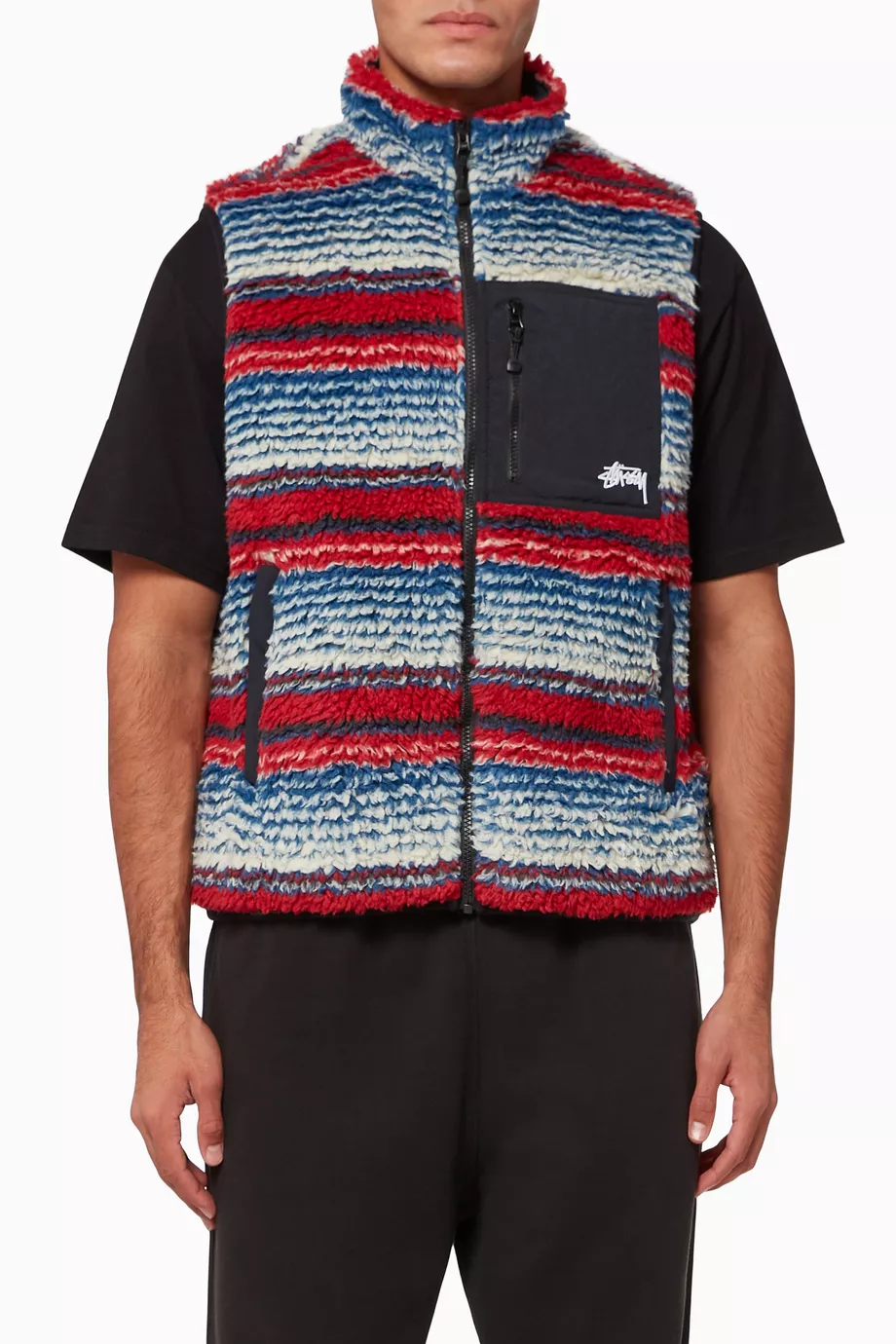 Buy Stüssy Multicolour Striped Sherpa Vest Online for Men | Ounass ...
