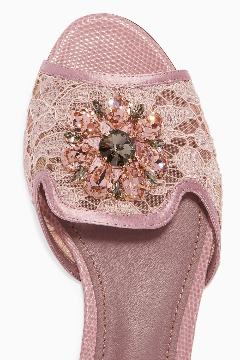 Buy Dolce Gabbana Purple Pink Lace Embellished Bianca Sandals For Women Online Ounass Qatar