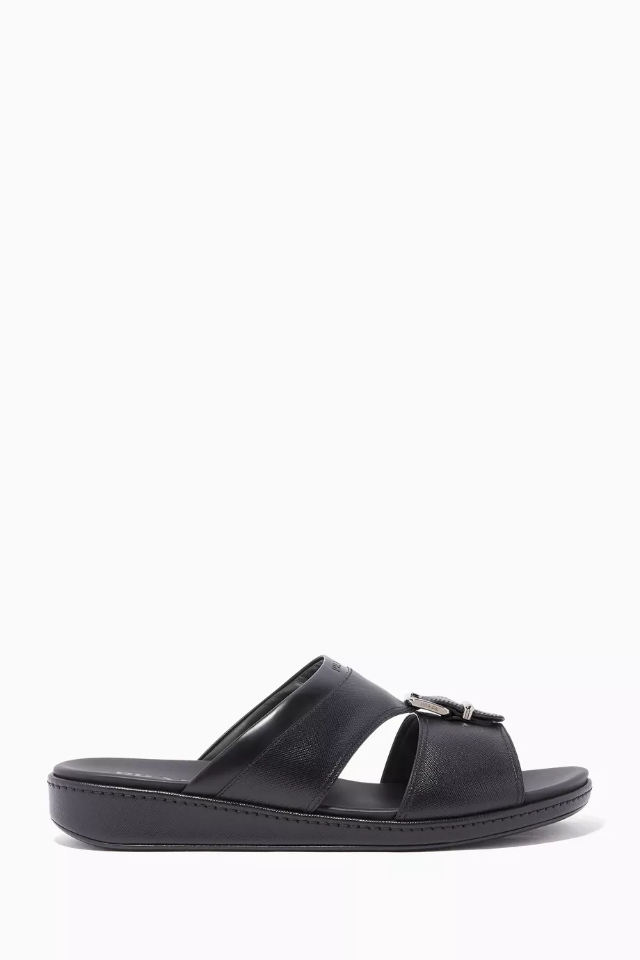 Buy Prada Black Saffiano Leather Sandals For Men Online Ounass Qatar