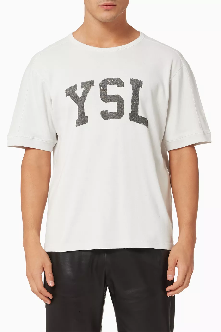 Buy SAINT LAURENT White YSL Vintage T-shirt in Cotton For