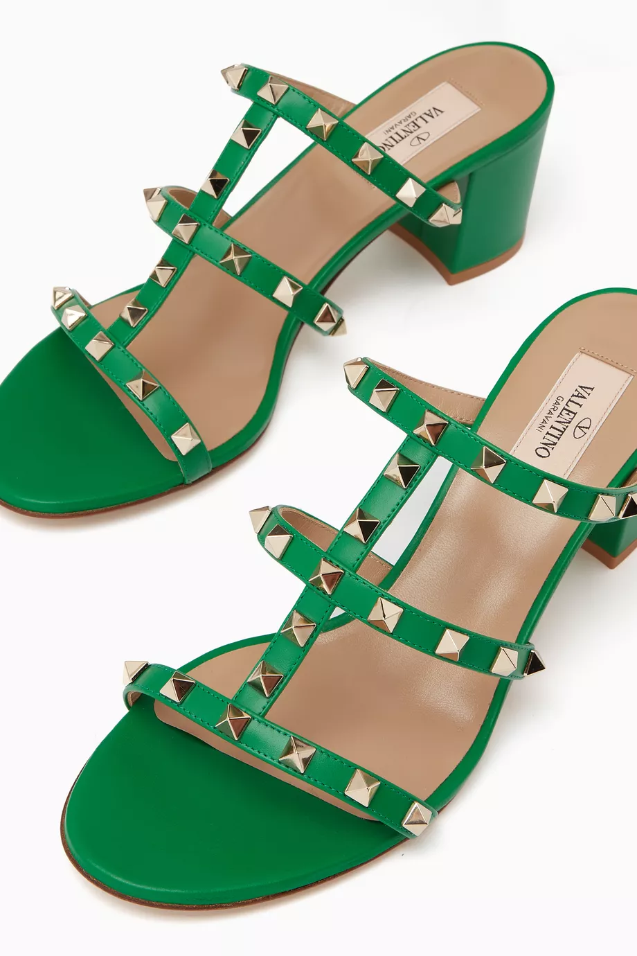 Buy Valentino Garavani Green Valentino Garavani Rockstud 60 Slide Sandals in Leather For Women Online Ounass Qatar