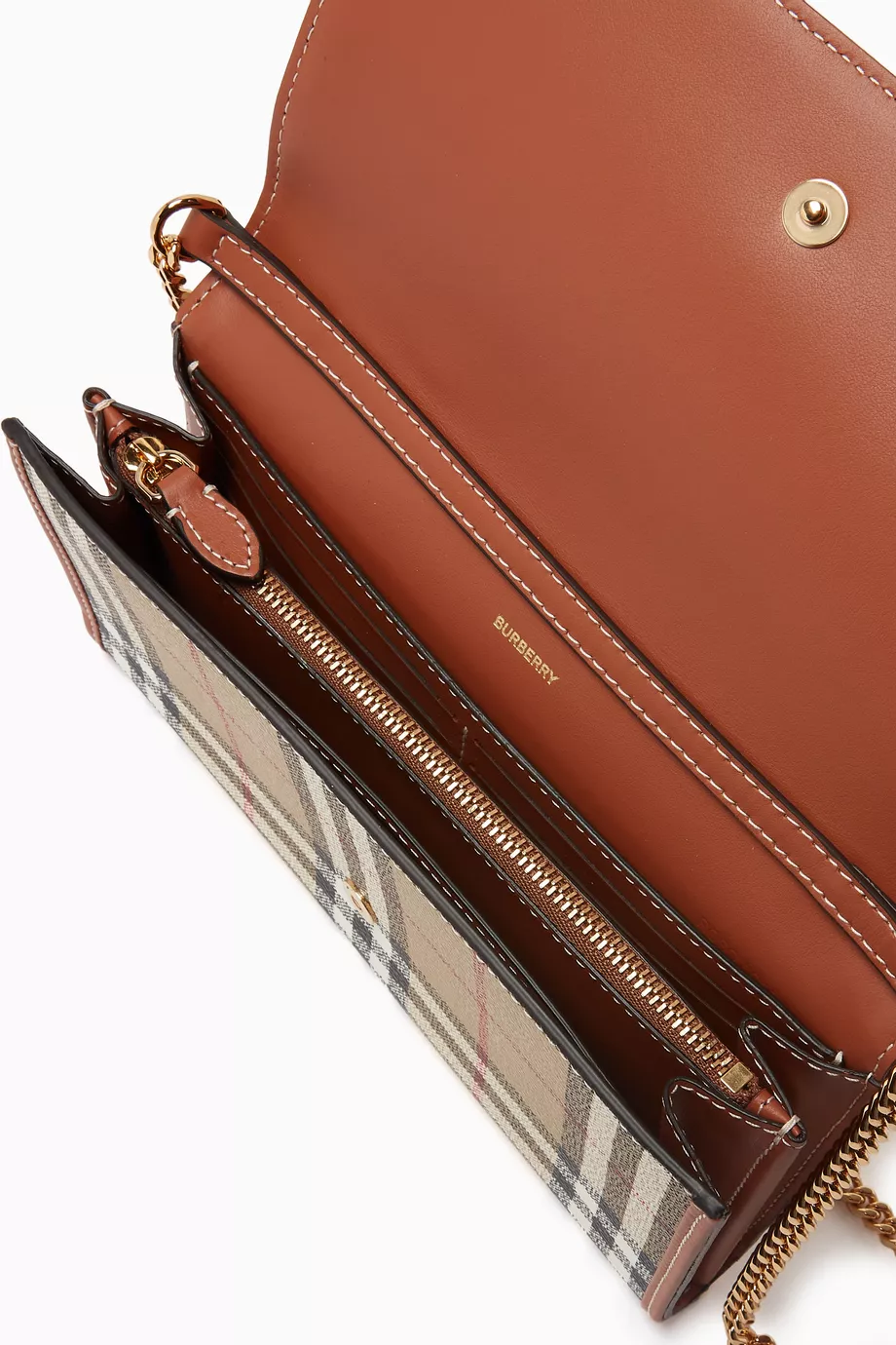 長財布 BURBERRY HANNAH WALLET ON CHAIN Burberry Hannah Check Wallet-On-Chain | Saks Fifth Avenue