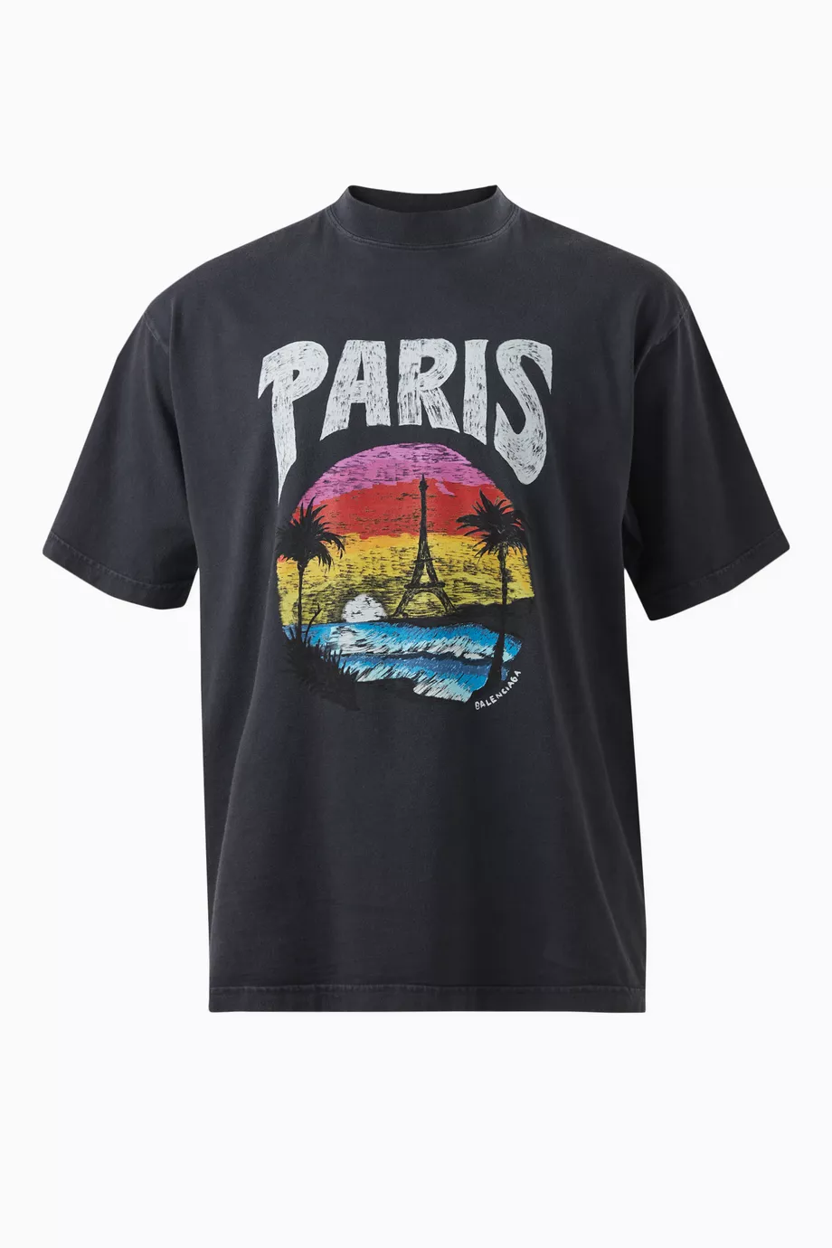 Buy Balenciaga Black Unisex Paris Tropical Medium-fit T-shirt in