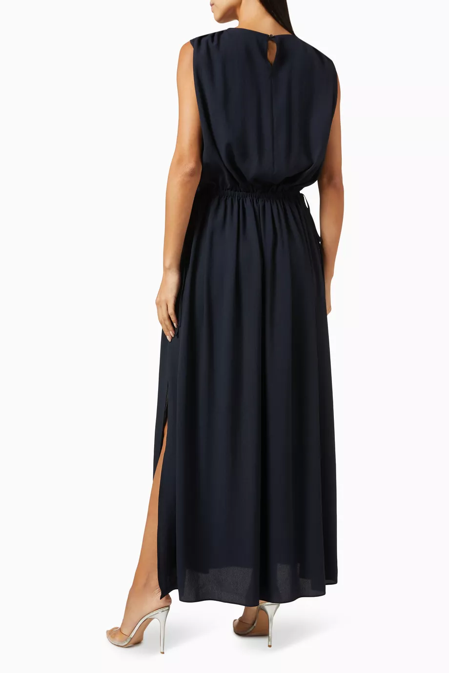Buy ORR Blue Ruched Sleeveless Resort Dress For Women Online 
